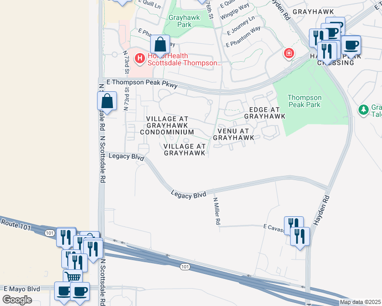 map of restaurants, bars, coffee shops, grocery stores, and more near 19700 North 76th Street in Scottsdale