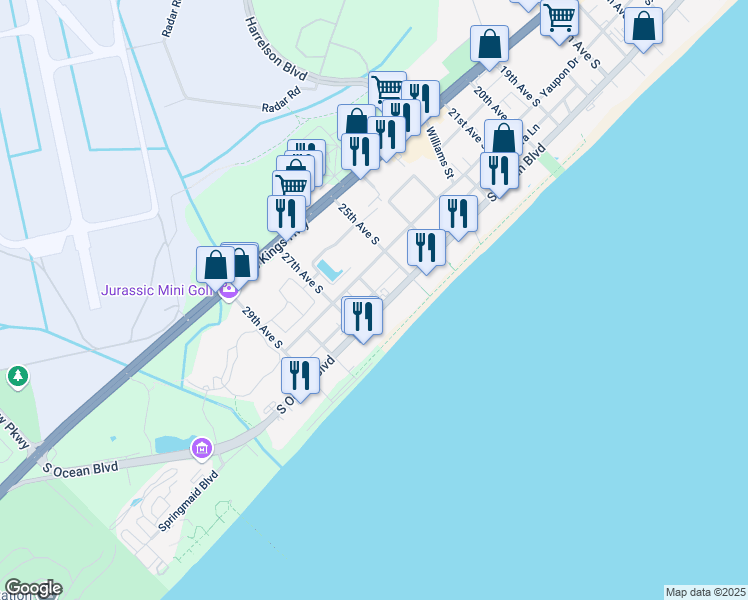 map of restaurants, bars, coffee shops, grocery stores, and more near in Myrtle Beach