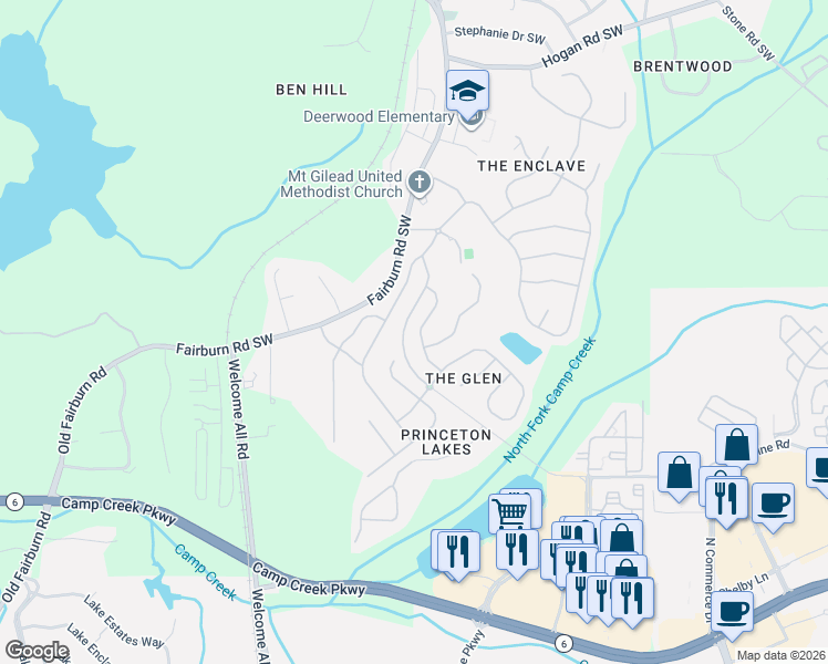 map of restaurants, bars, coffee shops, grocery stores, and more near 3200 Saville Street Southwest in Atlanta