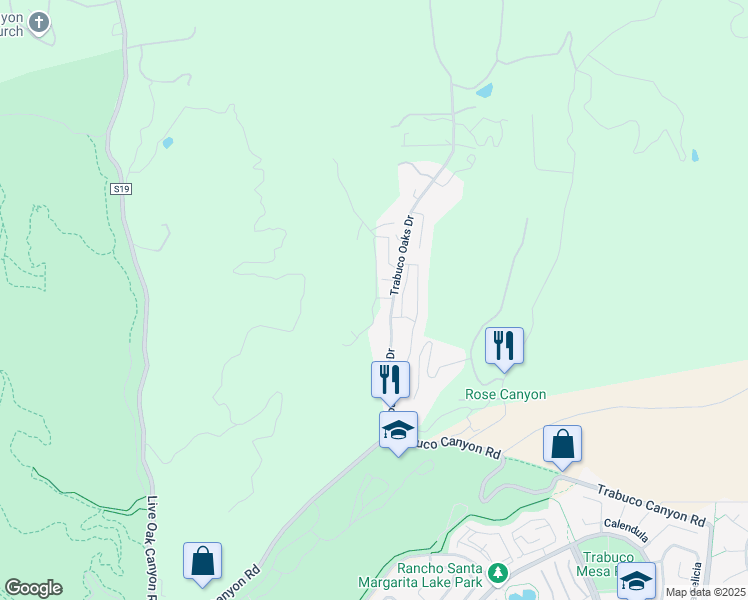 map of restaurants, bars, coffee shops, grocery stores, and more near Danielle Lane in Trabuco Canyon