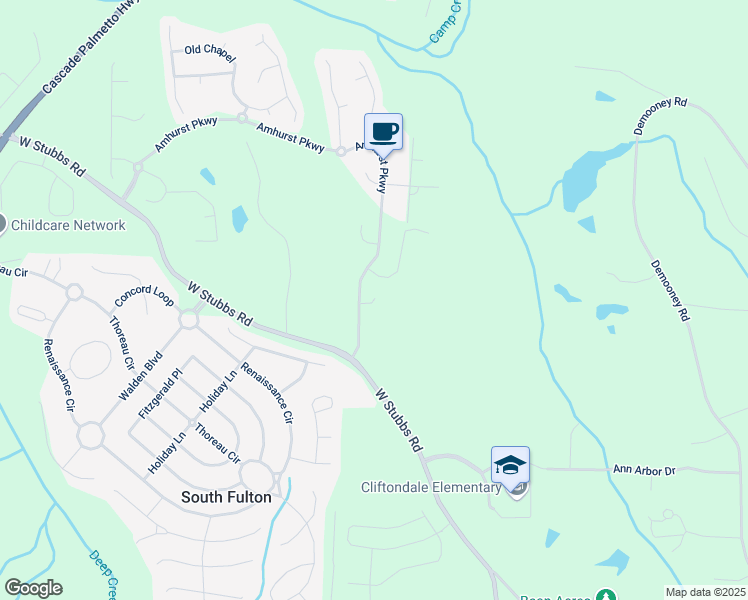 map of restaurants, bars, coffee shops, grocery stores, and more near 115 Sandalin Lane in Atlanta