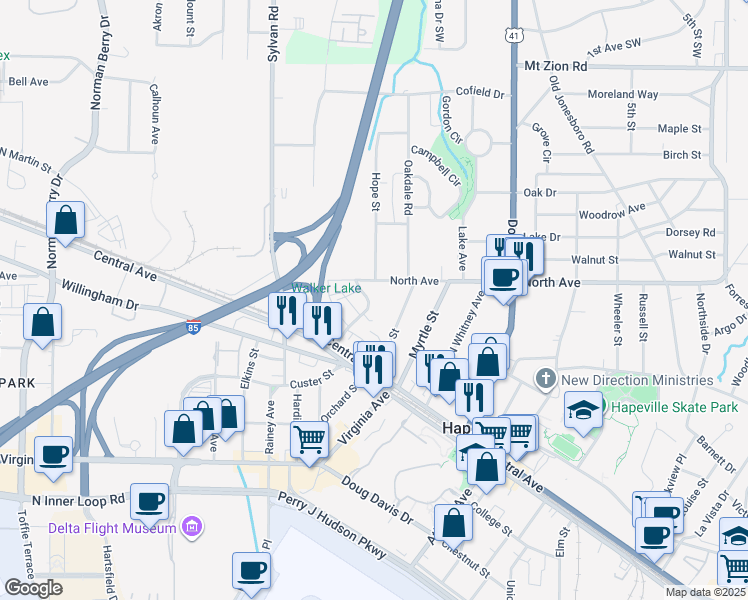map of restaurants, bars, coffee shops, grocery stores, and more near 3284 Stillwood Drive in Atlanta