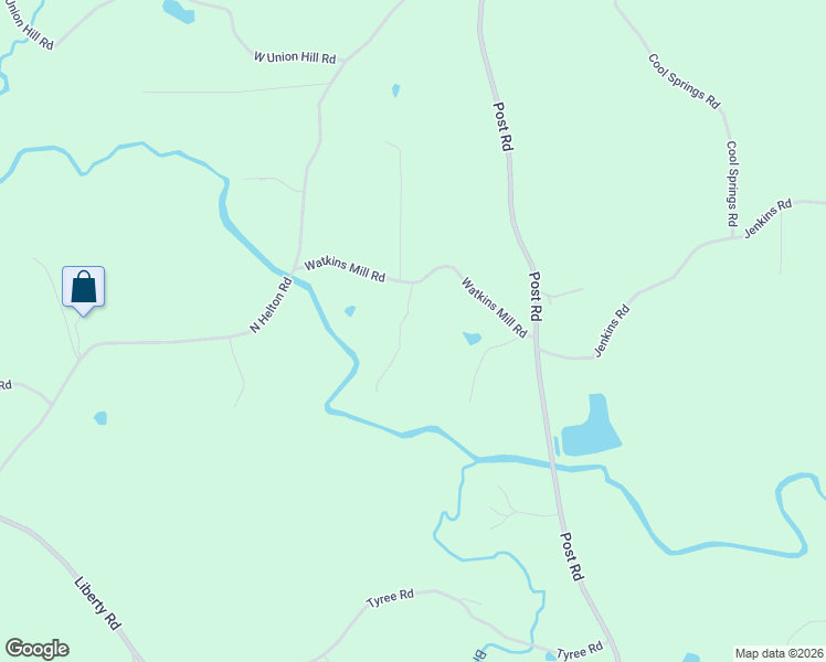 map of restaurants, bars, coffee shops, grocery stores, and more near 8869 Watkins Mill Road in Winston