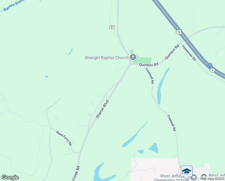 map of restaurants, bars, coffee shops, grocery stores, and more near 7347 Sharon Boulevard in Quinton