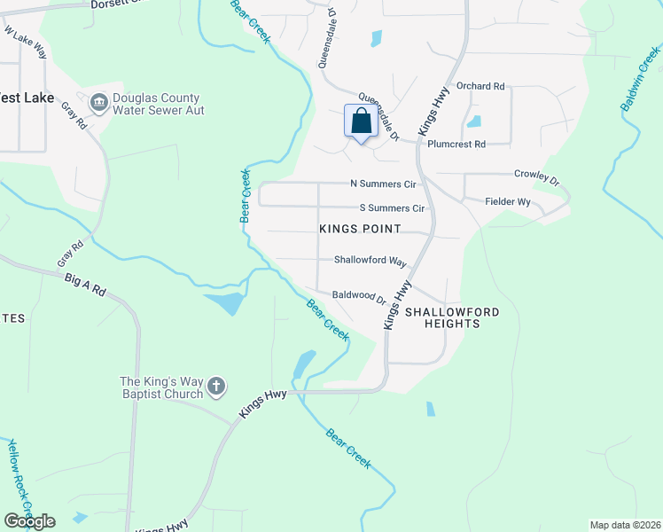 map of restaurants, bars, coffee shops, grocery stores, and more near 6299 Shallowford Way in Douglasville