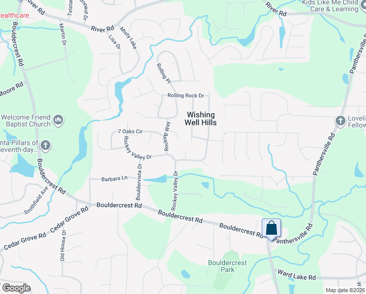 map of restaurants, bars, coffee shops, grocery stores, and more near 3967 Rockgarden Court in Conley