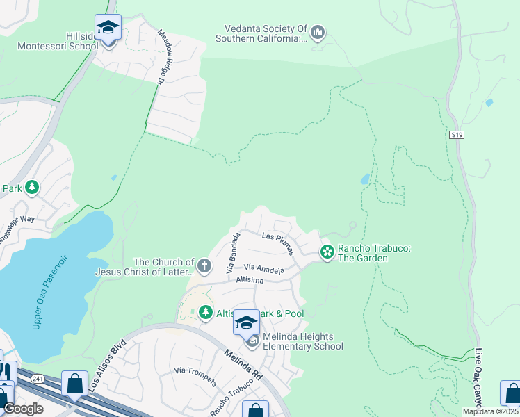 map of restaurants, bars, coffee shops, grocery stores, and more near 2 Vía Taliana in Rancho Santa Margarita