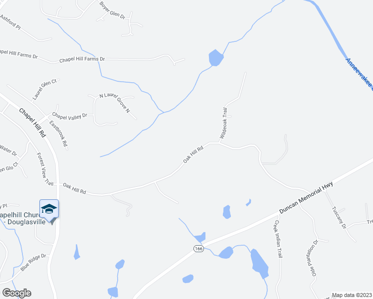 map of restaurants, bars, coffee shops, grocery stores, and more near 3820 Oak Hill Road in Douglasville