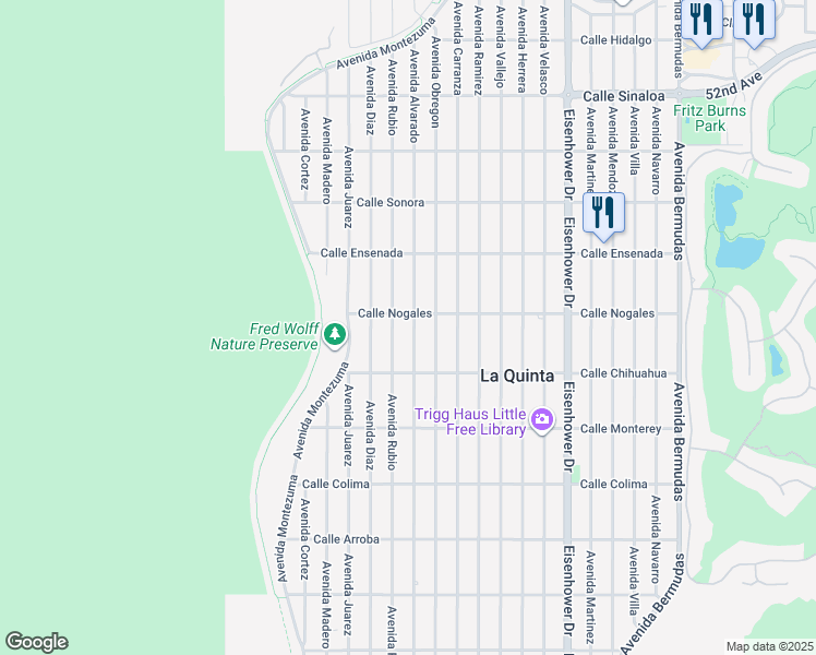 map of restaurants, bars, coffee shops, grocery stores, and more near 52801 Avenue Alvarado in La Quinta