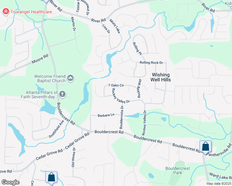 map of restaurants, bars, coffee shops, grocery stores, and more near 3876 Rockey Valley Drive in Conley
