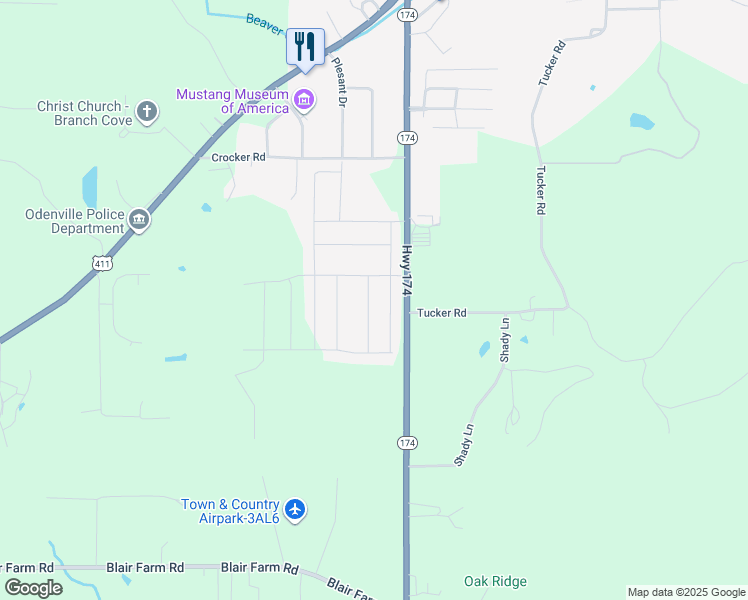 map of restaurants, bars, coffee shops, grocery stores, and more near 895 Hawthorn Lane in Odenville