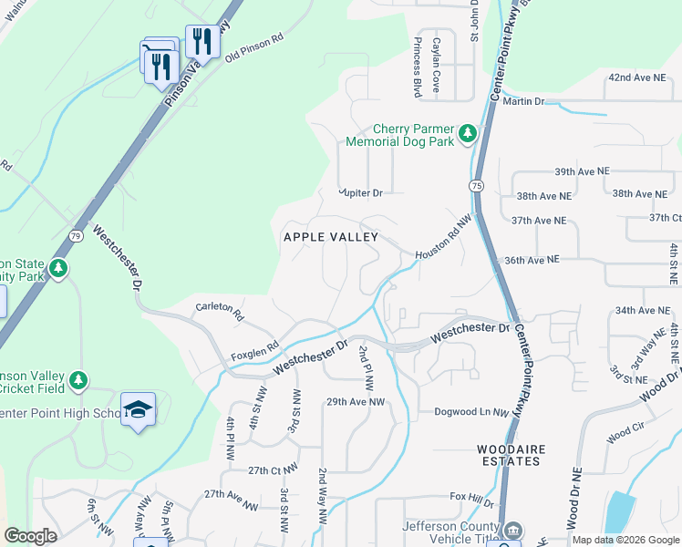 map of restaurants, bars, coffee shops, grocery stores, and more near 180 Haversham Drive Northwest in Birmingham