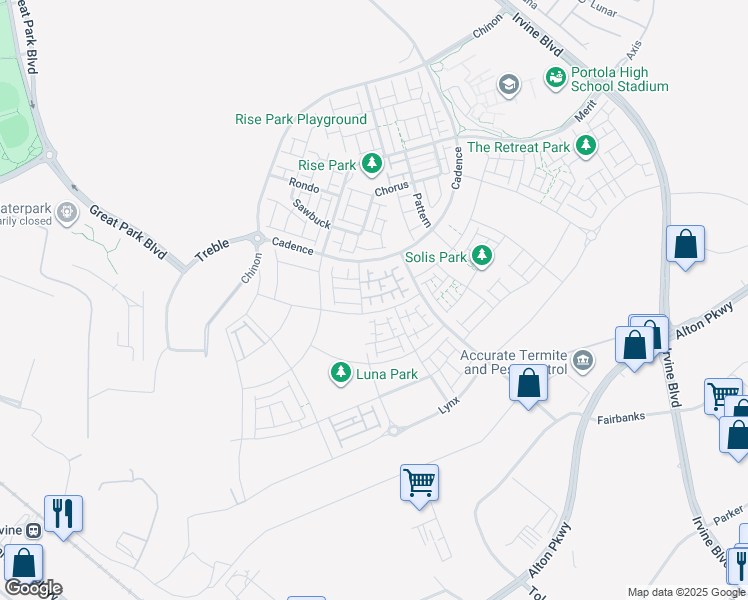 map of restaurants, bars, coffee shops, grocery stores, and more near 209 Yerba in Irvine