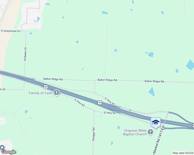 map of restaurants, bars, coffee shops, grocery stores, and more near 597 Baker Ridge Road in Sherman