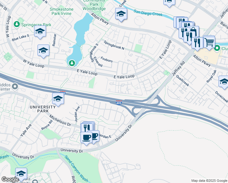 map of restaurants, bars, coffee shops, grocery stores, and more near 9 Greenmoor in Irvine
