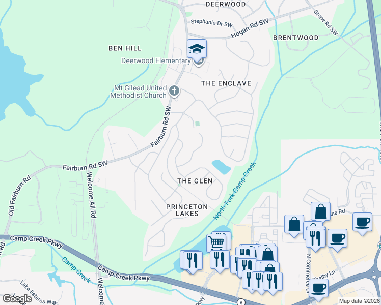 map of restaurants, bars, coffee shops, grocery stores, and more near 3119 Garden Walk Southwest in Atlanta