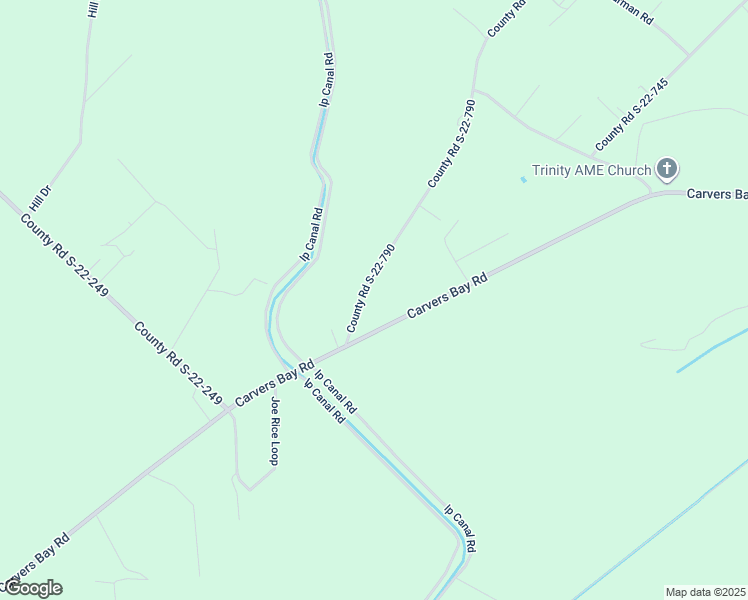 map of restaurants, bars, coffee shops, grocery stores, and more near 10595 Carvers Bay Road in Hemingway