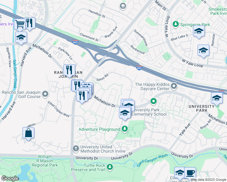 map of restaurants, bars, coffee shops, grocery stores, and more near 54 Gillman Street in Irvine