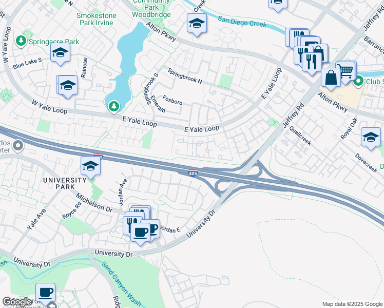map of restaurants, bars, coffee shops, grocery stores, and more near 9 Greenmoor in Irvine