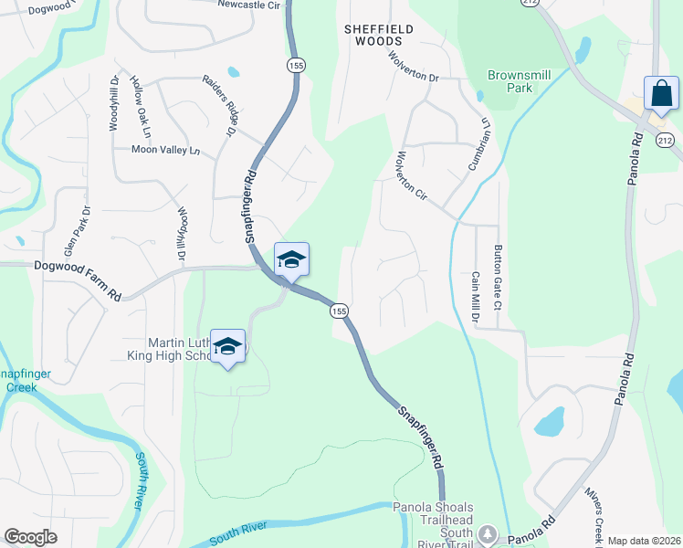 map of restaurants, bars, coffee shops, grocery stores, and more near 3953 Old Lantern Drive in Stonecrest