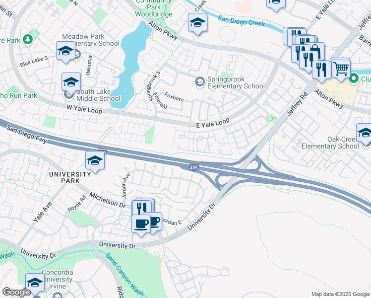 map of restaurants, bars, coffee shops, grocery stores, and more near 9 Greenmoor in Irvine