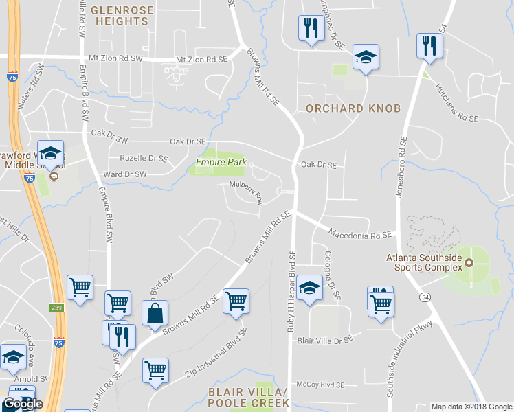 map of restaurants, bars, coffee shops, grocery stores, and more near 461 Mulberry Row in Atlanta