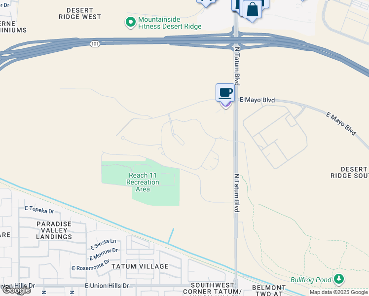 map of restaurants, bars, coffee shops, grocery stores, and more near 4555 East Mayo Boulevard in Phoenix