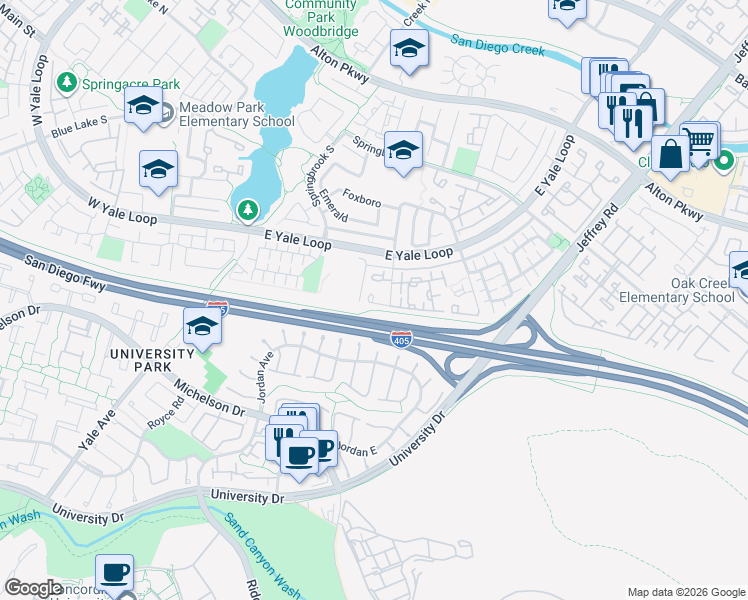 map of restaurants, bars, coffee shops, grocery stores, and more near 9 Greenmoor in Irvine