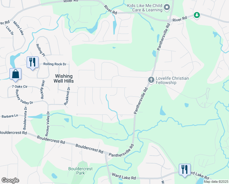 map of restaurants, bars, coffee shops, grocery stores, and more near 2562 Pendergrass Court in Ellenwood