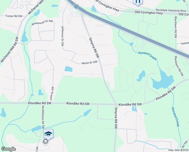 map of restaurants, bars, coffee shops, grocery stores, and more near 1906 Marie Hill Drive Southwest in Conyers