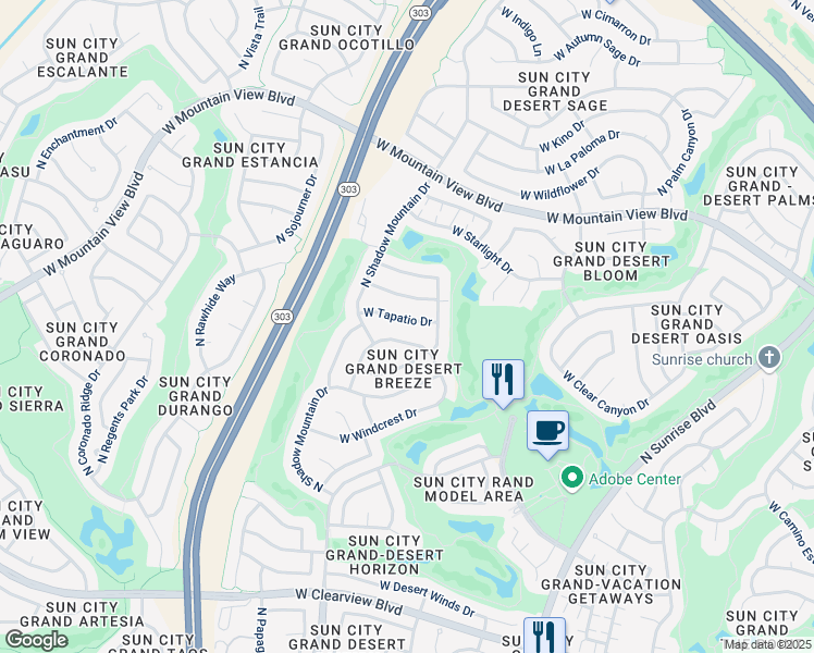 map of restaurants, bars, coffee shops, grocery stores, and more near 16229 West Hearthstone Drive in Surprise