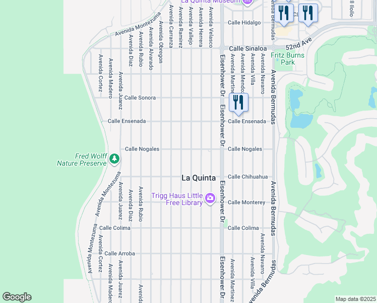 map of restaurants, bars, coffee shops, grocery stores, and more near 52860 Avenue Ramirez in La Quinta