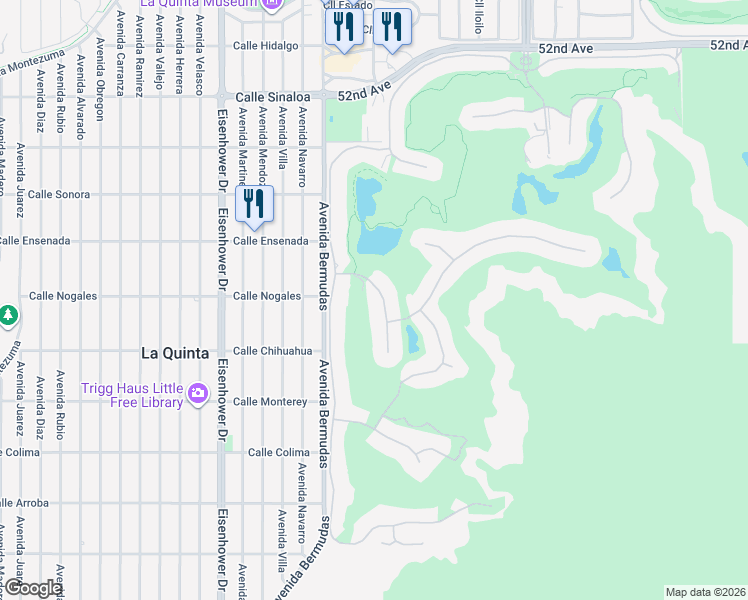 map of restaurants, bars, coffee shops, grocery stores, and more near 52818 Claret Cove in La Quinta