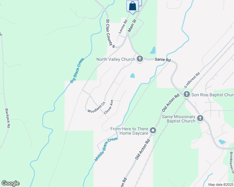 map of restaurants, bars, coffee shops, grocery stores, and more near 875 Clover Street in Odenville