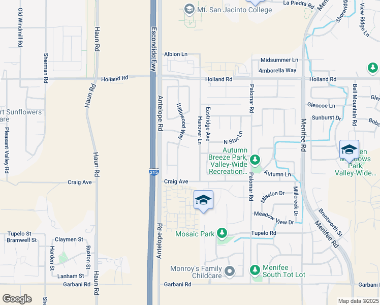 map of restaurants, bars, coffee shops, grocery stores, and more near 28194 Blossomwood Court in Menifee