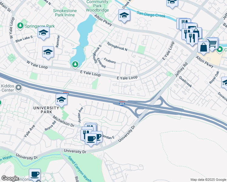 map of restaurants, bars, coffee shops, grocery stores, and more near 109 Greenmoor in Irvine