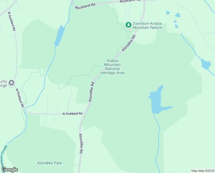 map of restaurants, bars, coffee shops, grocery stores, and more near Arabia Mountain Trail Klondike Spur in Lithonia