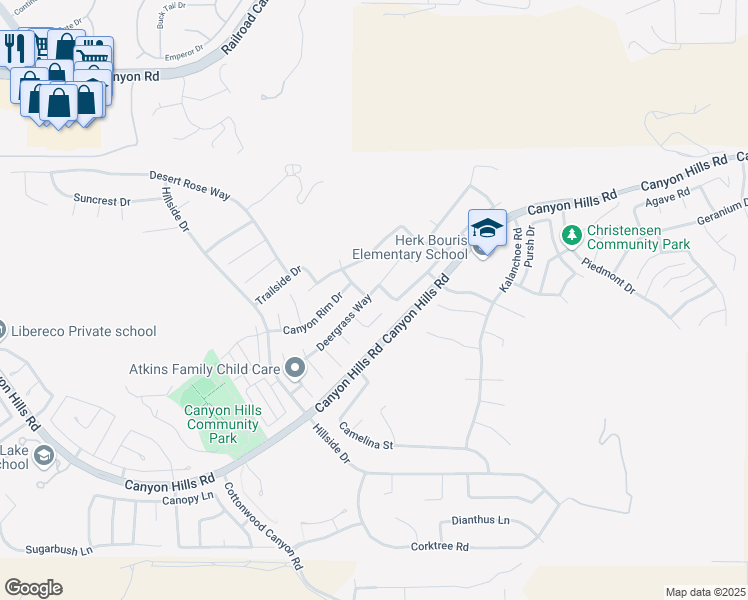 map of restaurants, bars, coffee shops, grocery stores, and more near 34287 Deergrass Way in Lake Elsinore