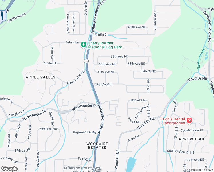 map of restaurants, bars, coffee shops, grocery stores, and more near 101 36th Avenue Northeast in Center Point