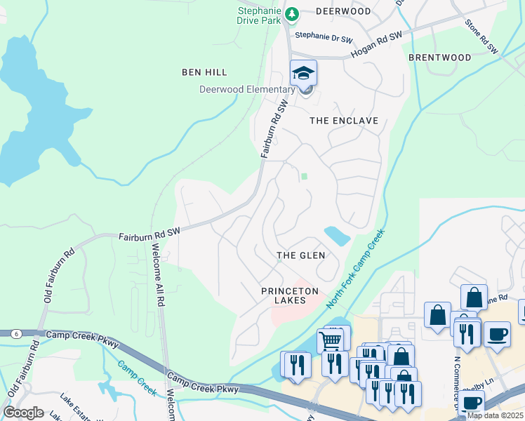 map of restaurants, bars, coffee shops, grocery stores, and more near 3226 Saville Street Southwest in Atlanta