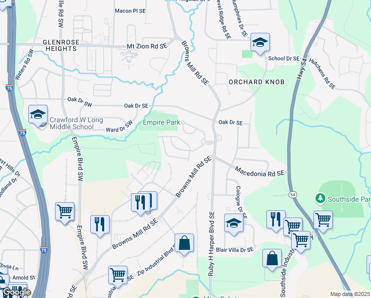 map of restaurants, bars, coffee shops, grocery stores, and more near 510 Jefferson Chase Street in Atlanta