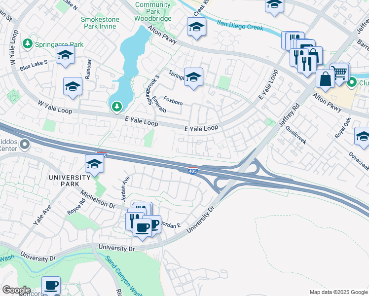 map of restaurants, bars, coffee shops, grocery stores, and more near 91 Greenmoor in Irvine