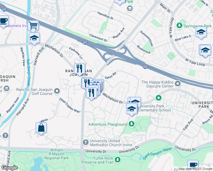 map of restaurants, bars, coffee shops, grocery stores, and more near 15 Bascom Street in Irvine