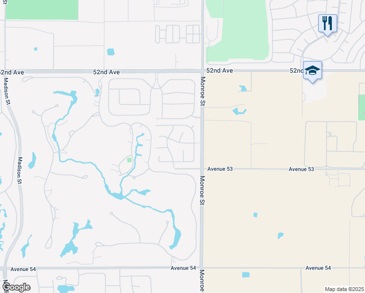 map of restaurants, bars, coffee shops, grocery stores, and more near 81897 Via La Serena Street in La Quinta