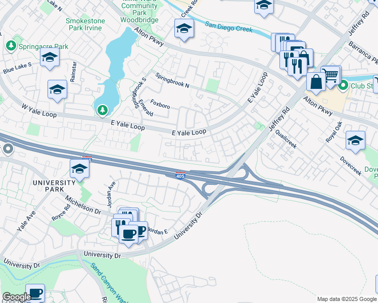 map of restaurants, bars, coffee shops, grocery stores, and more near 158 Greenmoor in Irvine