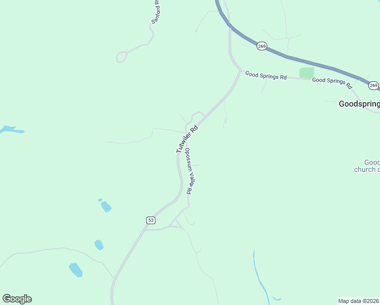 map of restaurants, bars, coffee shops, grocery stores, and more near 89 Opossum Valley Road in Parrish