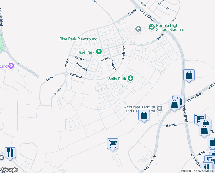map of restaurants, bars, coffee shops, grocery stores, and more near 15310 Barranca Parkway in Irvine
