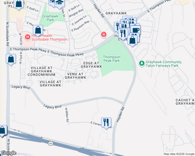 map of restaurants, bars, coffee shops, grocery stores, and more near 20100 North 78th Place in Scottsdale
