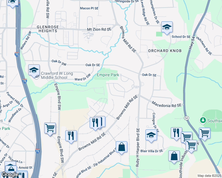 map of restaurants, bars, coffee shops, grocery stores, and more near 468 Tufton Tr in Atlanta