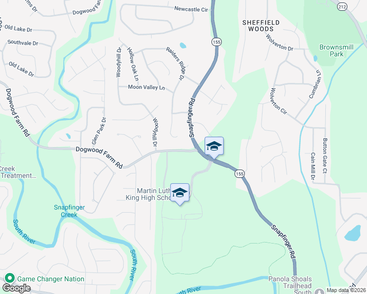 map of restaurants, bars, coffee shops, grocery stores, and more near 3911 Snapfinger Road in Stonecrest